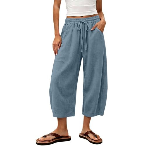 Pantalones de cimitarra Mujer Verano Frescos 3/4 Pantalon Talla Grande Pantalón Deportivo Shorts Respirable Moderno Pantalones Cortos Palazzo Bolsillos Urbano Short Yoga Jogger Corre