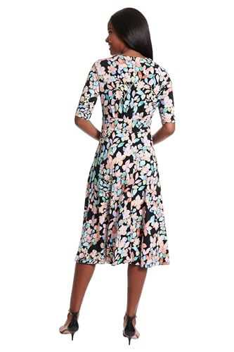 Image of London Times Women's Womens Elbow Sleeve A-line Midi - Pretty Garden Party Dress - Special Occasion Wedding Guest Dress