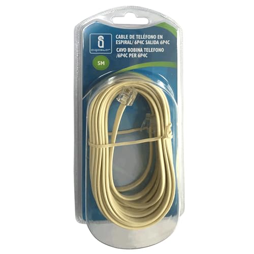 Blendend Cable telefónico en espiral, 5 m, blanco, conexión segura, flexible; ideal para instalaciones de telefonía y comunicación.