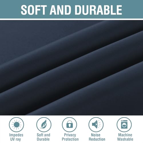 Image of H.VERSAILTEX Blackout Curtain for Living Room Thermal Insulated Window Treatment Curtain Extra Long 54 inch Length Energy Saving Solid Grommet Top Blackout Drape, One Panel, Navy Blue