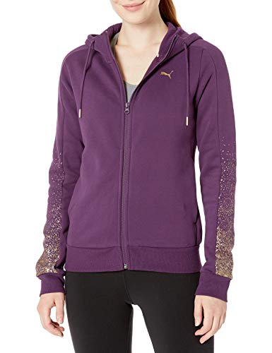 PUMA Women's Holiday Pack Full Zip Hoodie, Plum Purple Fleece, L