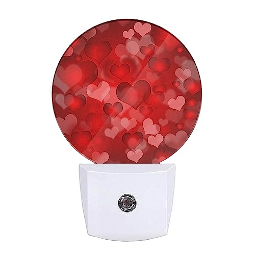 Image of EKOBLA Red Heart Night Light, Romantic Love Valentine Theme Night Lights Plug Into Wall with Auto Sensor for Home Decor