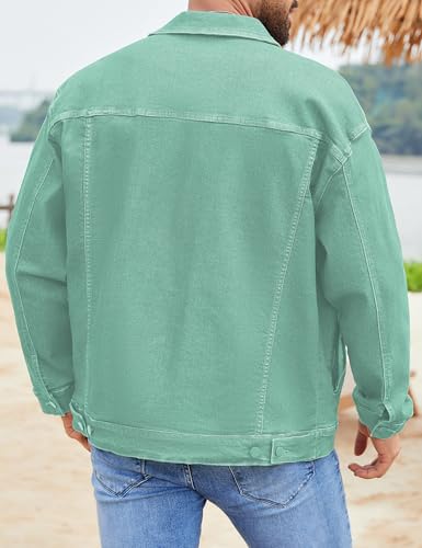 Image of Bindefon Denim Jackets for Men Trucker Jean Jacket Unlined Coats Spring Fall Outfits