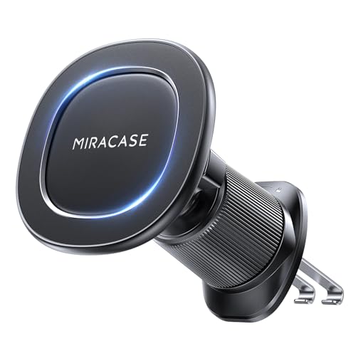 Miracase Handyhalterung Auto Lüftung for Magsafe,[Stromlinienförmiges Design & Ausleier- und Bruchfeste Mutter] 2026 Magnetische Autohalterung Kompatibel mit iPhone 17 16 15 14 13 12 Pro Max,Black