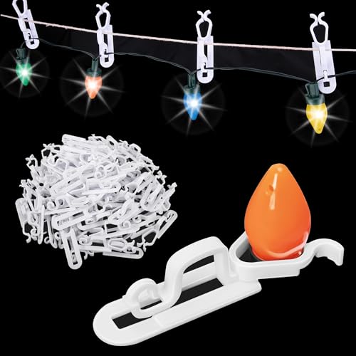 EBaokuup 180 Pcs Christmas Light Clips,Waterproof Gutter Lights Hooks of Outside String Lights C9,C7 and Mini Lights,All in One Roof Light Hangers for Christmas Gutters,Shingles,Fence,Roof