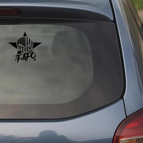 Image of 2-Pack FAFO F*ck Around and Find Out American Flag Skull Vinyl Sticker Decal - 4 Inches - for Car Truck Van Window Bumper Laptop Tablet Cup Tumbler Water Bottle and Any Smooth Surface