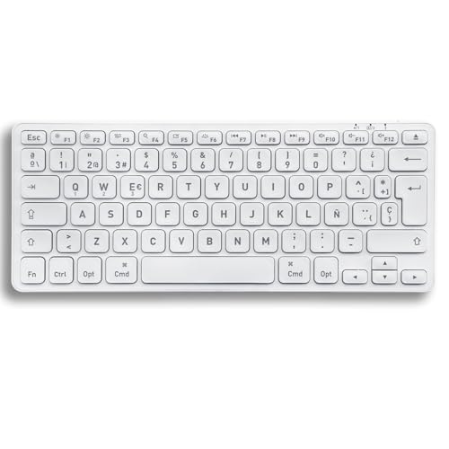 Perixx PERIBOARD-832MW Teclado Bluetooth para Mac - inalámbrico retroiluminado - LED Blanco - Disposición Española con Ñ