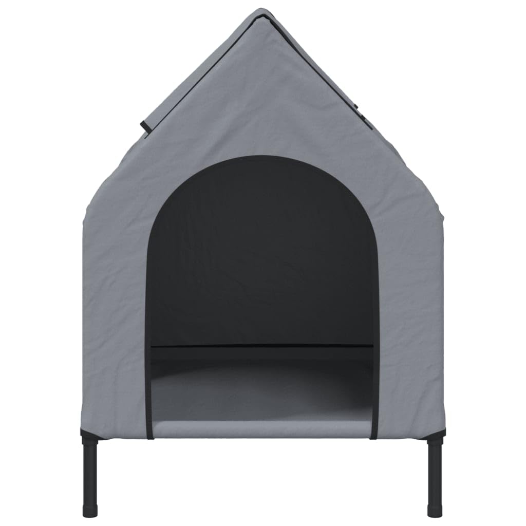 Hundehütte Hellgrau aus Oxford-Gewebe mit Stahlgestell, 90 x 65 x 85 cm, wetterfest und isoliert, faltbar für Outdoor und Indoor, komfortabler Schlafplatz für Hunde und Welpen