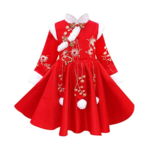 Robe rouge chinoise fille pour concours de beauté et fête