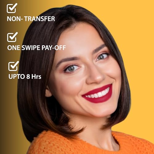 Image of Blue Heaven Non Transfer Matte Lip Color, Long Lasting upto 8 hrs, Light Weight & Smudge Proof, Non Transfer Liquid Lipsticks for Women, 202, 2.8ml