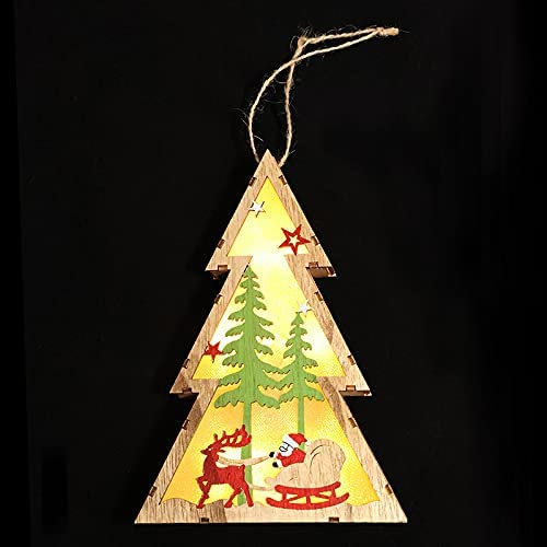 Amazon.co.jp: LEDライト付き木製クリスマスツリーオーナメント