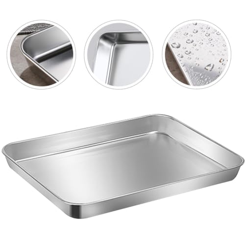 Bandeja de acero inoxidable 304 rectangular para hornear y asar comida en casa 6