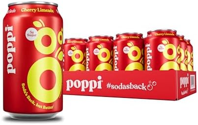 Poppi Prebiotic Soda, Sparkling Water & Fruit Juice, Cherry Limeade, 12 Oz, 12 Pack