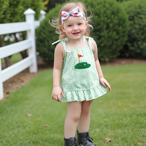 Toddler Summer Outfit Baby Girl Basketball/Baseball/Bow/Golf Embroidery Dress Sleeveless Sports Birthday Dresses2