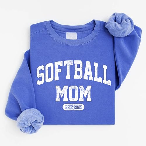 CHILLEVER Personalized Softball Mom Sweatshirt – Custom Name Crewneck with EST Year, Game Day Sports Mom Crewneck, Softball Team Spirit Gift for Senior Night, Tournament, or Birthday4