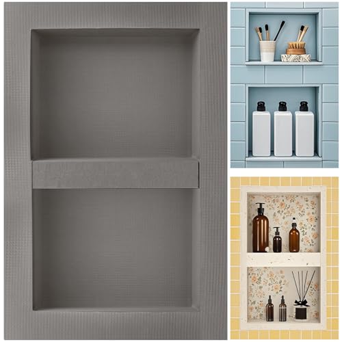 JIANBENKJ Shower Niche Tile Ready 12"x20",Niche for Shower Wall,Waterproof Ready-to-Tile Niches Recessed Box Shelf for Showers Wall Bathroom Renovation/Soap Storage,Outer Size 16"x24",Depth 4”
