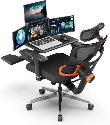 DROGO Sitsmart with Tray Ergonomic Office Chair for Work from Home with Adaptive Lumbar Support,4D Armrest, Recline, Footrest, Adjustable Height & Hea