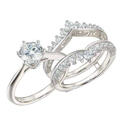 Wuziwen Vintage Wedding Ring Guard Enhancers Engagement Rings for Women CZ Size 7