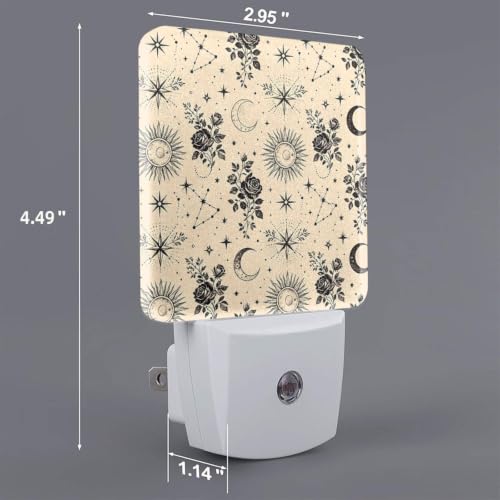 Image of Sun Moon Stars Print (3) LED Plug-in Nightlights Set of 2 for Bedroom