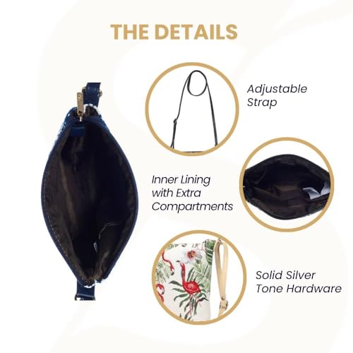 Signare Tapestry Small Crossbody Bag Sling Bag for Women with Pink and Green Flamingo Design (SLING-FLAM)3