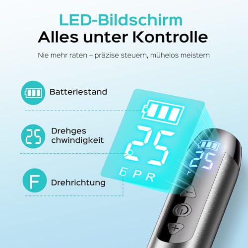 COSLUS Kabellos Tragbar Elektrischer Nagelfräser: Elektrische Nagelfeile für Gelnägel 35000 u/min Nail Drill mit LED-Display & 25 Geschwindigkeiten für Nägel & Acrylnägel portabel für Reisen, Grau