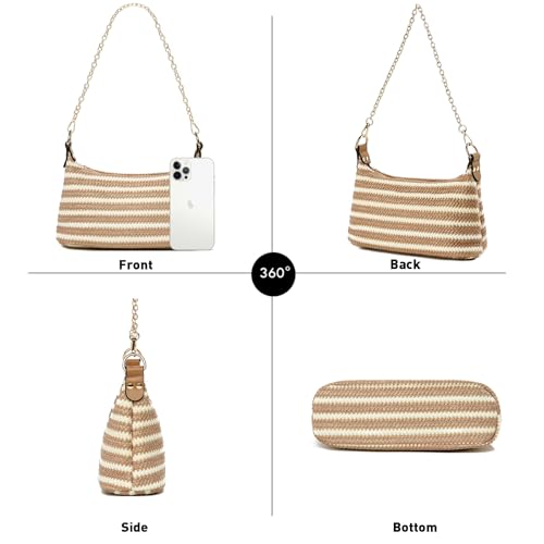 Image of CROJUYI Straw Shoulder Bag for Women Soft Small Woven Shoulder Purse Handbag,Beach Tote Straw Bag for Summer