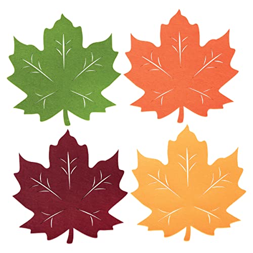 Set de 4 manteles individuales hojas otoño naranja 12.2 x 13 in miniatura 1