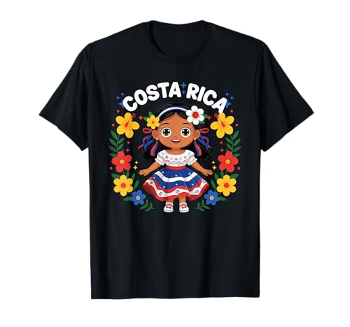 Costa Rica Costa Rican Girl Traditional Dress Flowers T-Shirt