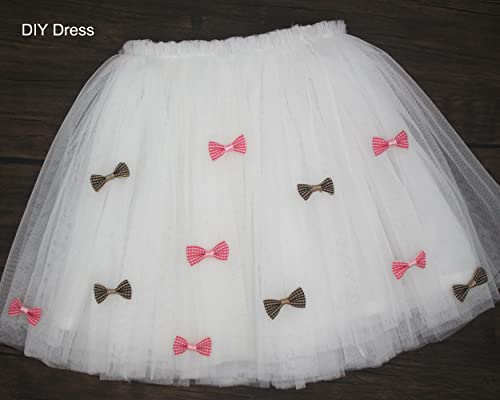 100Pcs Mix Style Mini Satin Ribbon Bows Ties Grosgrain Tiny Bows Little Bowknot Flower Embellishments For Craft Projects, Card Making, Sewing, Gift Wrapping (Gingham) #TOP5