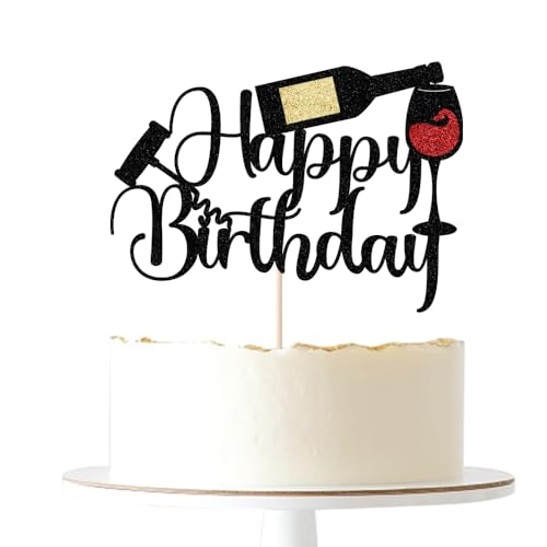 Red Wine Birthday Cake Topper 21-60 Years Celebration