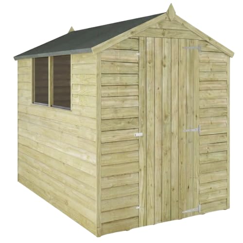 WALTONS | 7 x 5 Overlap Garden Storage Shed | Apex Roof | 7mm Overlap Cladding | Wooden Singe Door Tool Sheds | Windows | 10 Year Anti Rot Guarantee | 7 x 5 7ft 5ft