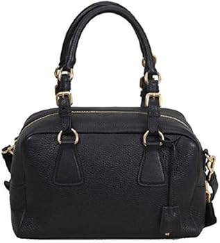 Prada 1BB091 Vitello Daino Nero Black Top Handle Bag Convertible