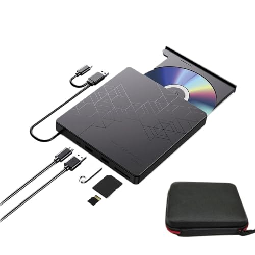 TIEOAXFT 5 in 1External DVD CD Drive for Laptop PC Windows11 10 Mac CD/DVD -/+RW Optical Drives with Storage Bag DVD Burner Reader Player
