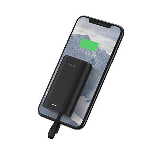 iWALK Mini Power Bank 9 000 mAh ultrakompakt bärbar laddare med inbyggd kabel, externt batteripaket kompatibel med iPhone 13,12,11, XS, XR, X, 8, 8 Plus, 7, AirPods, Samsung och andra mobiltelefoner