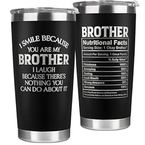 Gifts for Brother – Birthday, Fathers Day Gift for Brother – Funny Big Brothers Gifts for Men from Bro, Sis – Gift Ideas for Brothers-in-law – 20 Oz Stainless Steel Black Tumbler