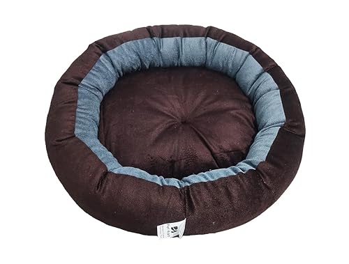 Image of Small Size Dog Bed for Small Size Dogs, Puppies, Kitten and cat Bed Velvet Fabric Dual Color Grey-Brown Anti Skid Bottom Washable Export Quality Pet Bed