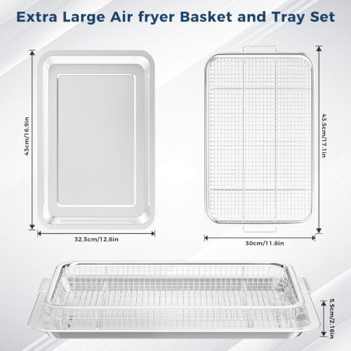 Image of Air Fryer Basket for Oven, Extra Large Oven Air Fryer Basket and Tray Set