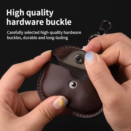 Image of Meyaar Leather Cover Case Compatible with AirPods 4 and AirPods 4 with Active Noise Cancellation (ANC) (2024) Front LED Visible. (Black)