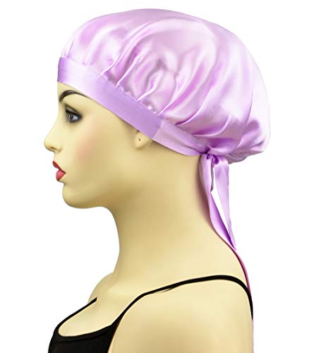 Silk Sleep Cap with Ties for Women Curly Hair, Silk Bonnet with Tie Band for Girls, Adjustable Silk Hair Wrap for Sleeping