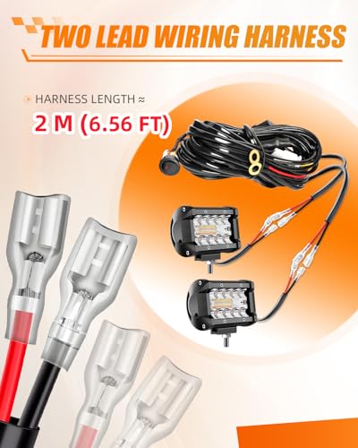 Arnés de cableado de 2 cables CO LIGHT para barra LED de ATV con interruptor de 12V resistente 3