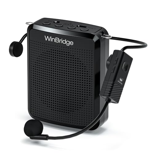 Image of WinBridge Voice Amplifier Wireless Microphone, Portable Speaker Microphone with Bluetooth, Personal Voice Enhancer Clear Original Sound, Small PA System for Teachers, Public Speaking 15W WB008