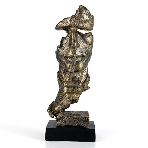 WGFKVAS Abstract and Simple Sculptures The Thinker Statue,Silence is Gold Keep Silence Statues and Figurines Desk Decoration for Office Home Decor