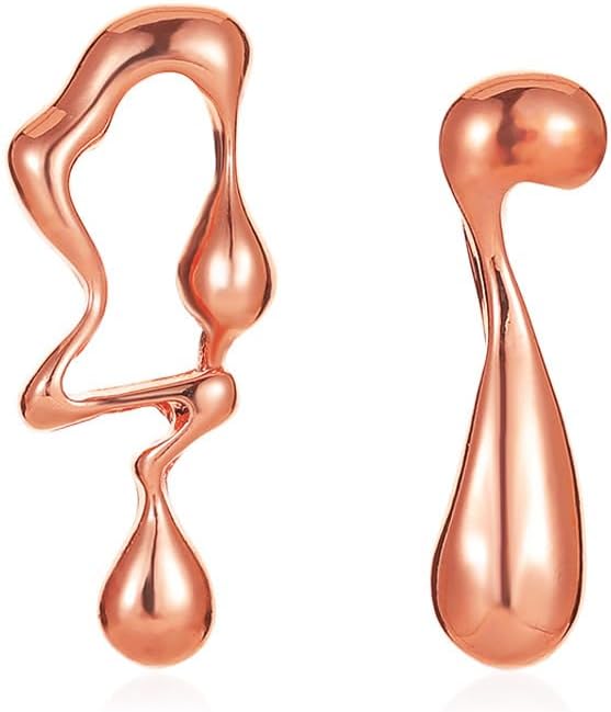 Irregular Waterdrop Earrings for Women Silver Dangle Earrings Mismatched Drip Earrings Melting Liquid Earrings Gold Statement Jewelry Gifts for women - Image 2