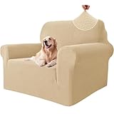 Ystyle Elasticas Funda Sofa 1 Plaza, Fundas de Sofa Ajustables con Reposabrazos, Gruesa Funda Sofá Anti Gatos Perros y Mascotas, Moderna Cubre Sofa Antimanchas Lavable, Beige Amarillo