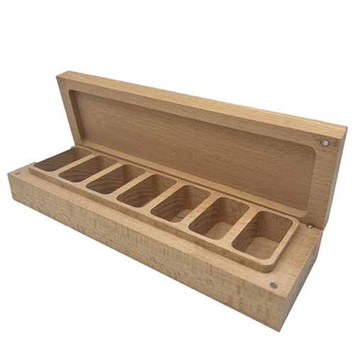 Pastillero 7 Días, Caja de Joyas Portátil de Madera, Contenedores De Almacenaje Para Hogar Viajes Oficina Escritorio Y Accesorios
