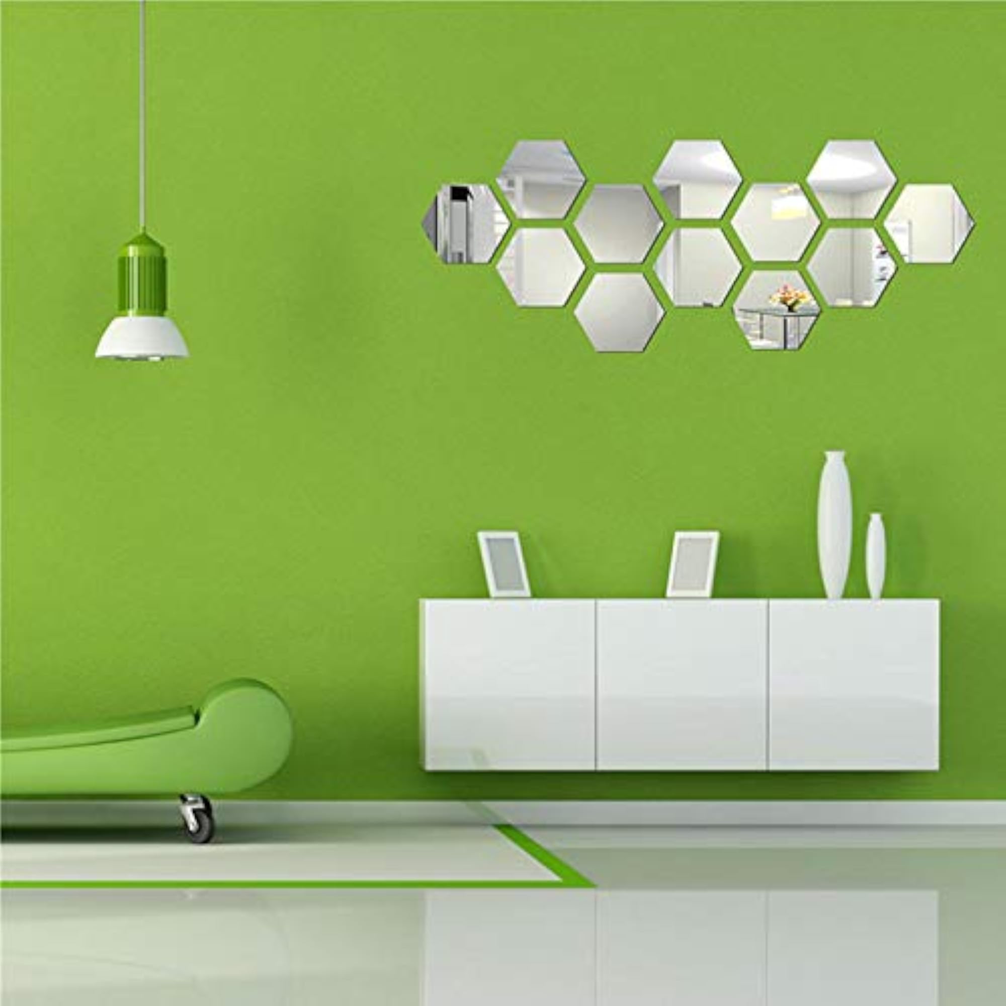 Hexagonal Silver Wall Decor 3D Acrylic Mirror Stickers