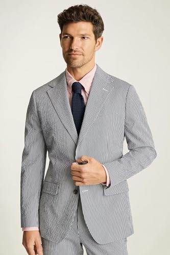 Mens 2 Piece Seersucker Suit Slim Fit Summer Suits for Men Beach Wedding Striped Casual Grooms Blazer Pants Set3