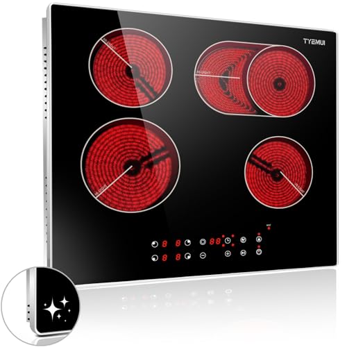 9000W 30 inch Electric Cooktop 5 Burners, Countertop & Built-in 220 volt Electric Stove Top 30in with Glass Protection Metal Frame, Slide Control, 220v-240v, Hard Wire, No Plug