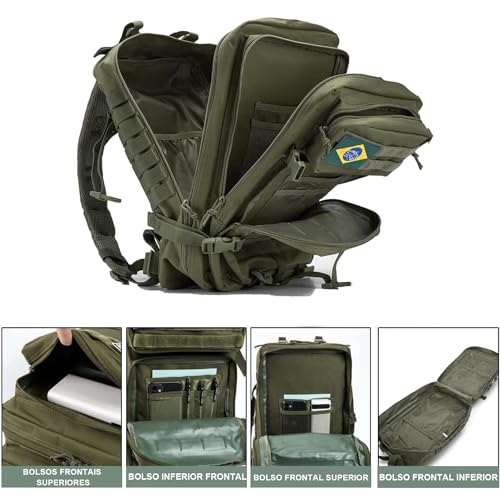 Mochila Tática Militar Bolsa de Assalto Molle para Acampamento e Exército 45L Mochila de Combate Gra