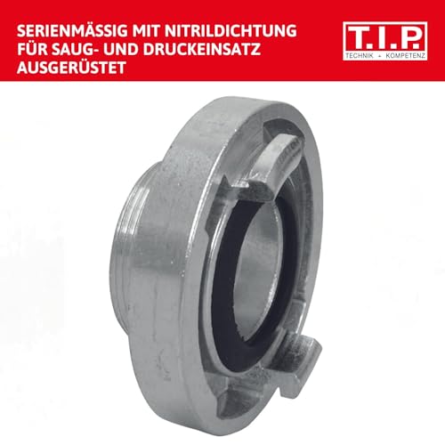 T.I.P. C 52-Storz-Kupplung 2 Zoll AG Silber mit Nitrildichtring für Saug- und Druckeinsatz - Hochwertige Festkupplung für Rohr, Behälter, Gewebeschläuche, 31093